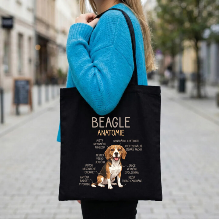 Beagle – anatomie - taška s potiskem