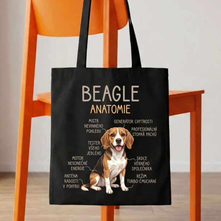 Beagle – anatomie - taška s potiskem