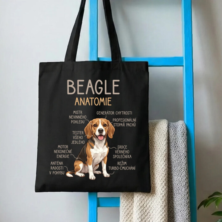Beagle – anatomie - taška s potiskem