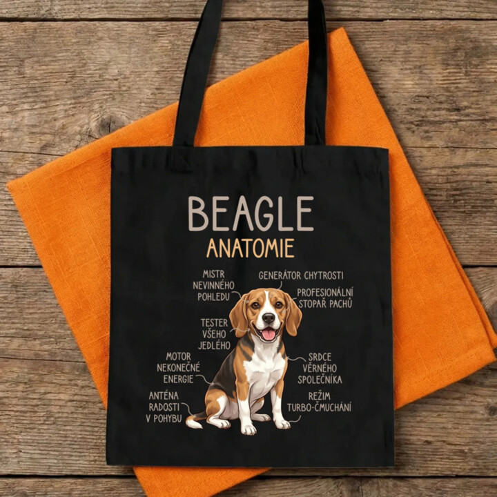 Beagle – anatomie - taška s potiskem