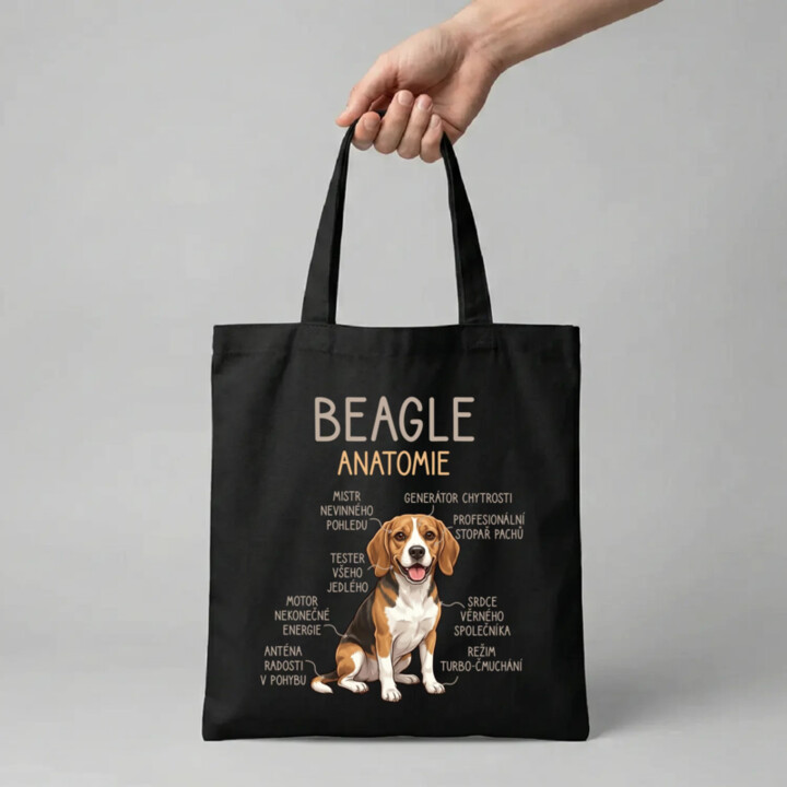 Beagle – anatomie - taška s potiskem