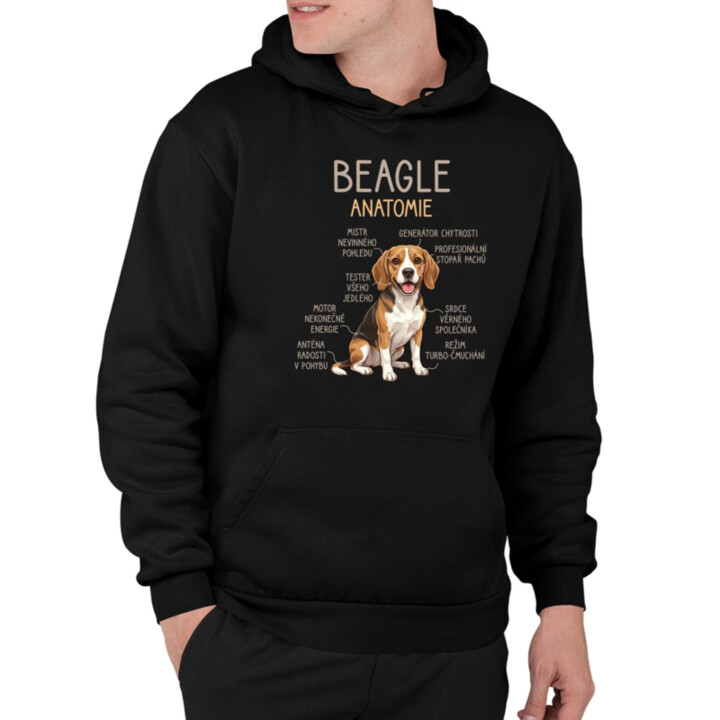 Beagle – anatomie - pánská mikina s potiskem