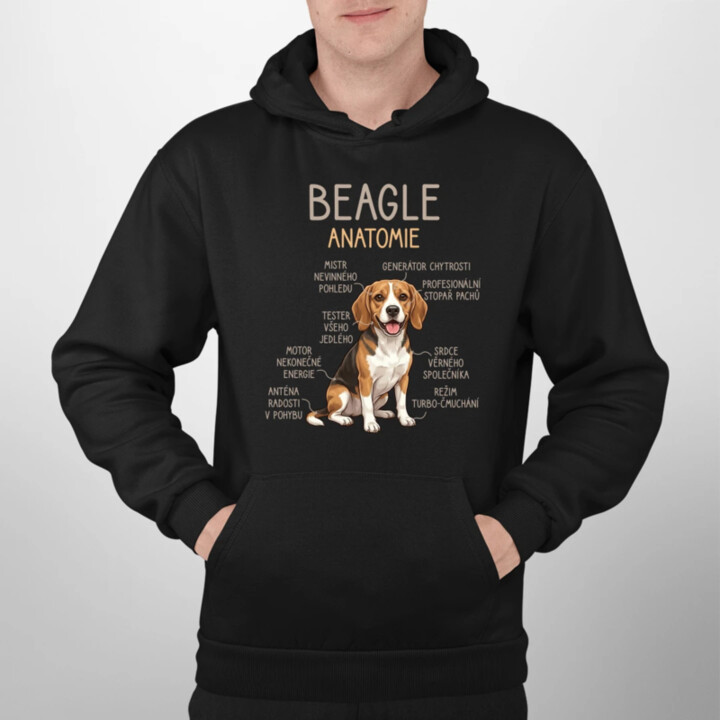 Beagle – anatomie - pánská mikina s potiskem