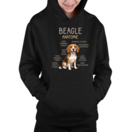 Beagle – anatomie - dětská mikina s kapucí