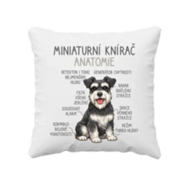 Miniaturní knírač – anatomie - polštář s potiskem