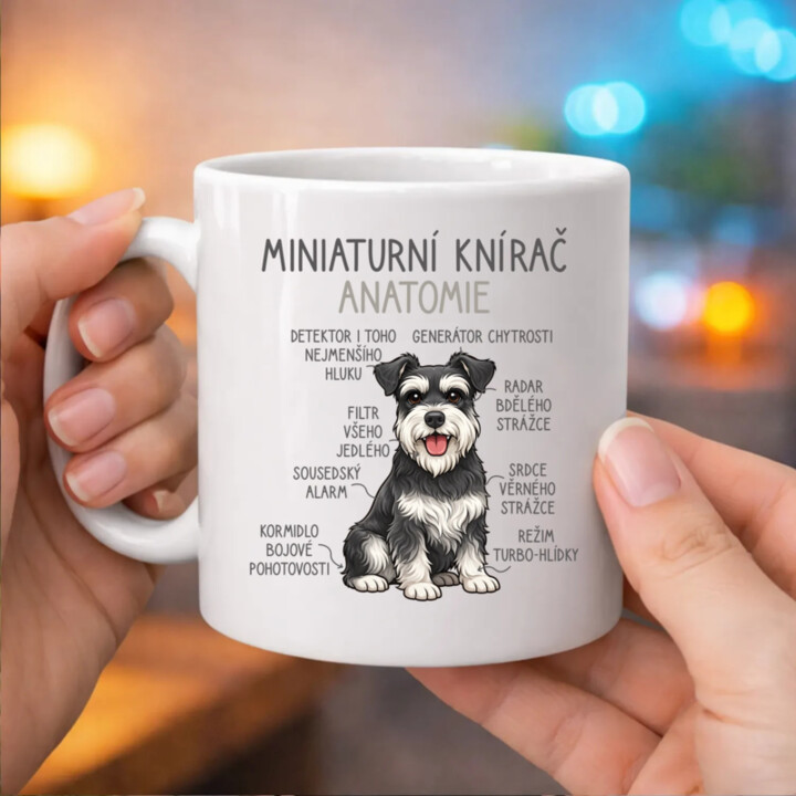 Miniaturní knírač – anatomie - hrnek s potiskem