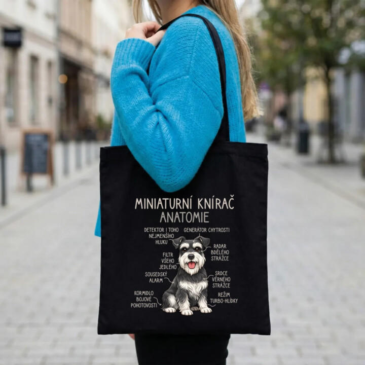 Miniaturní knírač – anatomie - taška s potiskem