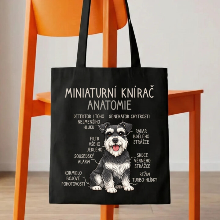 Miniaturní knírač – anatomie - taška s potiskem
