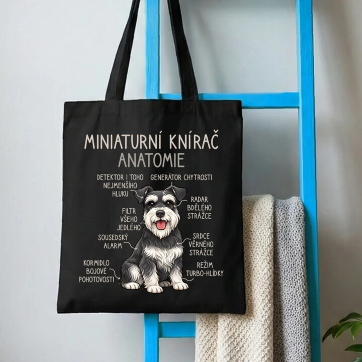 Miniaturní knírač – anatomie - taška s potiskem