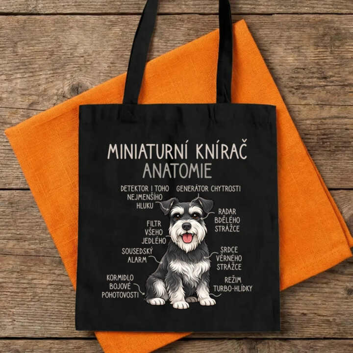Miniaturní knírač – anatomie - taška s potiskem