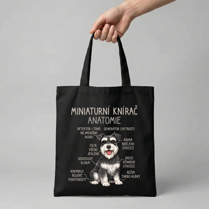 Miniaturní knírač – anatomie - taška s potiskem