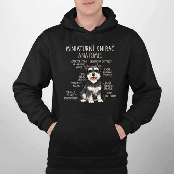 Miniaturní knírač – anatomie - pánská mikina s potiskem