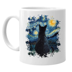 Kočka inspirovaná Van Goghem - hrnek s potiskem