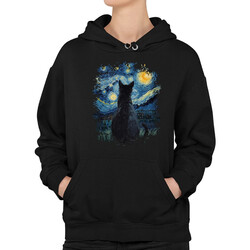 Kočka inspirovaná Van Goghem - dámská mikina s potiskem