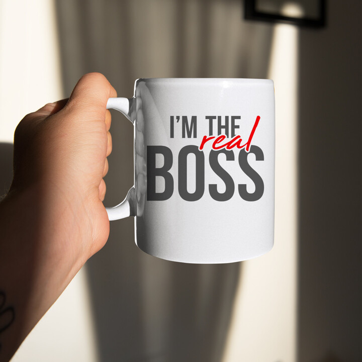 Hrnky I'm the boss - I'm the real boss - Keramický hrnek s potiskem