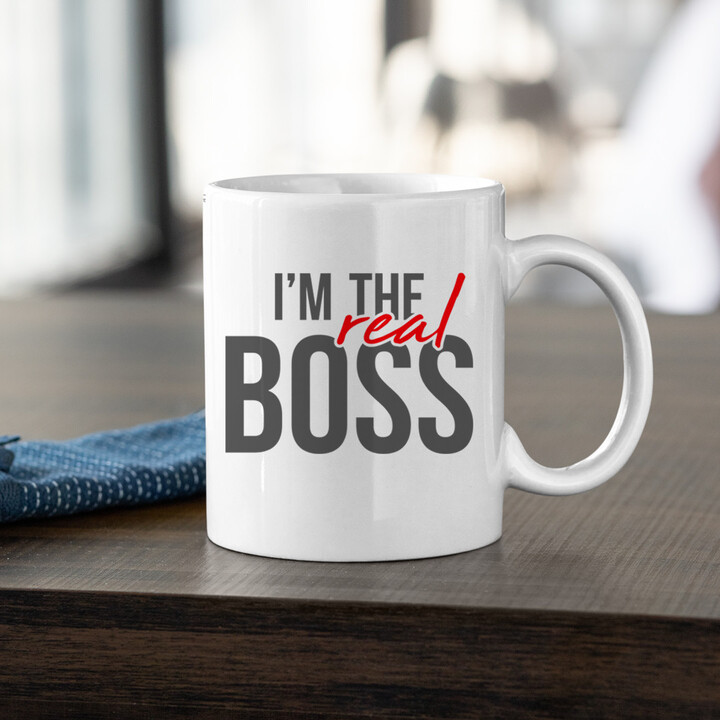 Hrnky I'm the boss - I'm the real boss - Keramický hrnek s potiskem
