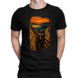 Kočka výkřik – inspirovaná Van Goghem - pánské tričko s potiskem