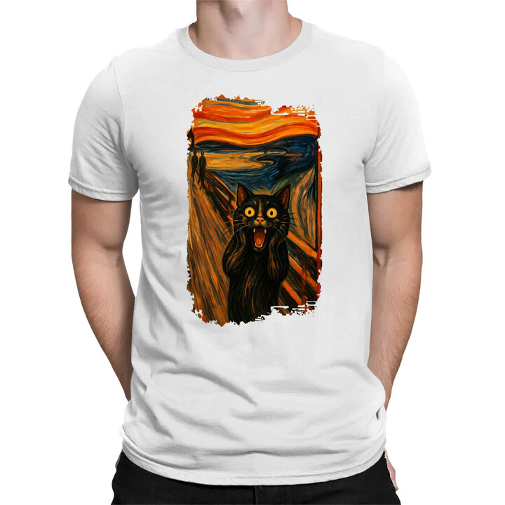Kočka výkřik - inspirovaná Van Goghem - pánské tričko s potiskem