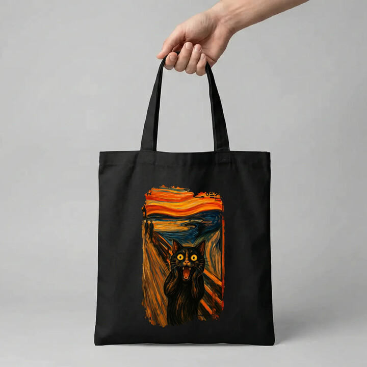 Kočka výkřik - inspirovaná Van Goghem - taška s potiskem