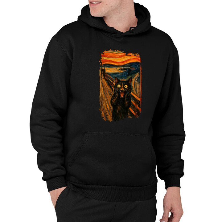 Kočka výkřik - inspirovaná Van Goghem - pánská mikina s potiskem