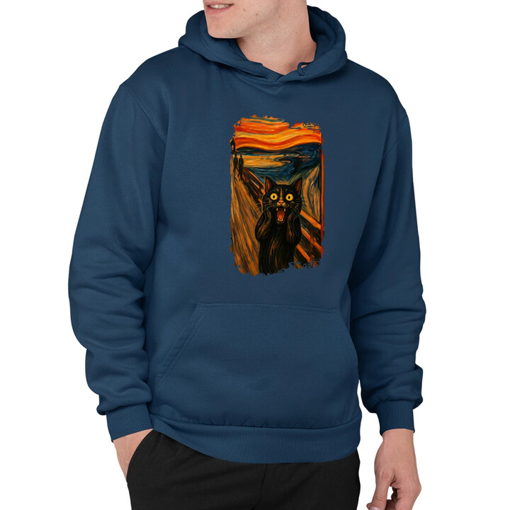 Kočka výkřik - inspirovaná Van Goghem - pánská mikina s potiskem