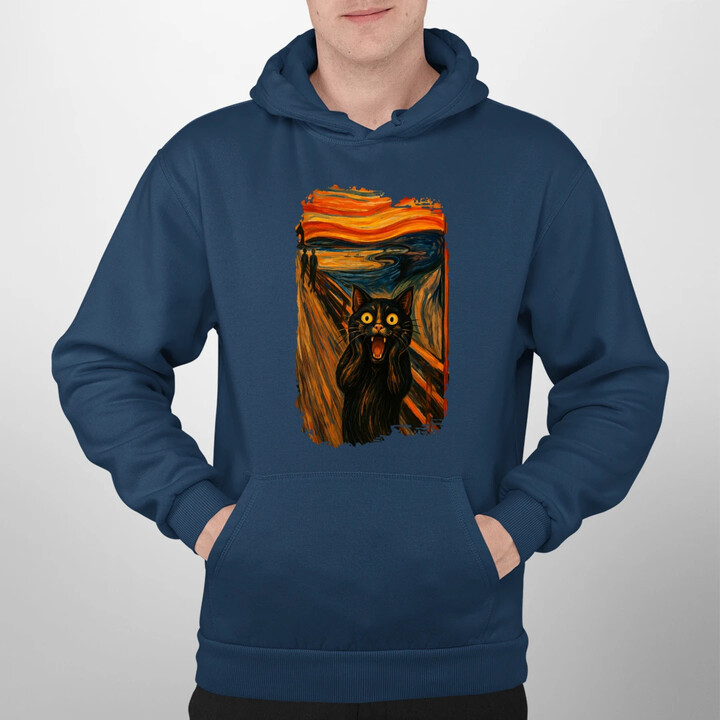 Kočka výkřik - inspirovaná Van Goghem - pánská mikina s potiskem