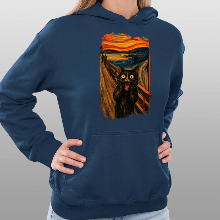 Kočka výkřik - inspirovaná Van Goghem - dámská mikina s potiskem