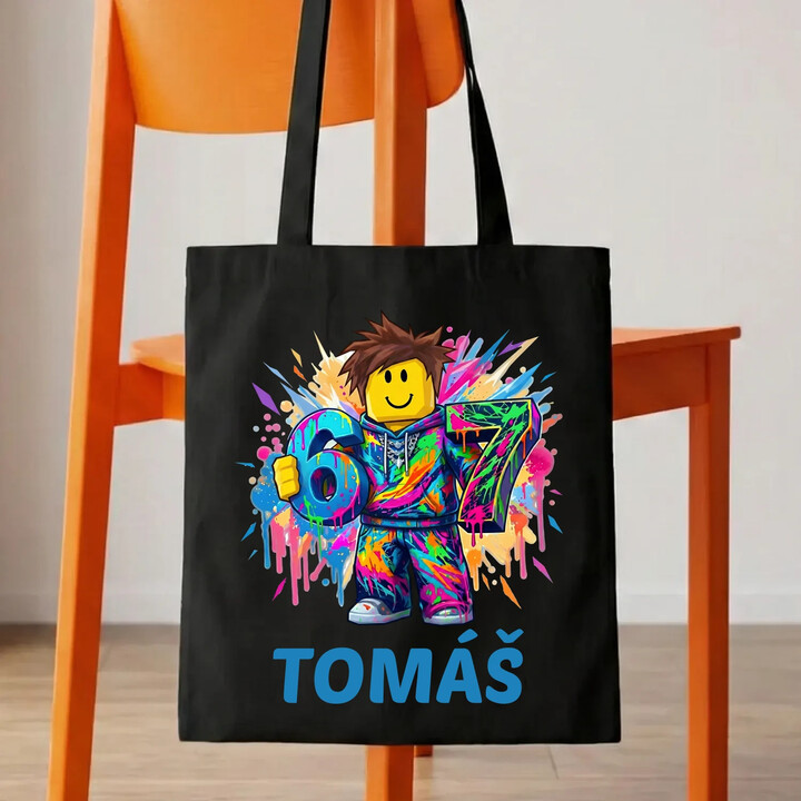 Six seven - 67 - jméno - inspirováno Robloxem - taška s potiskem - personalizovaný produkt