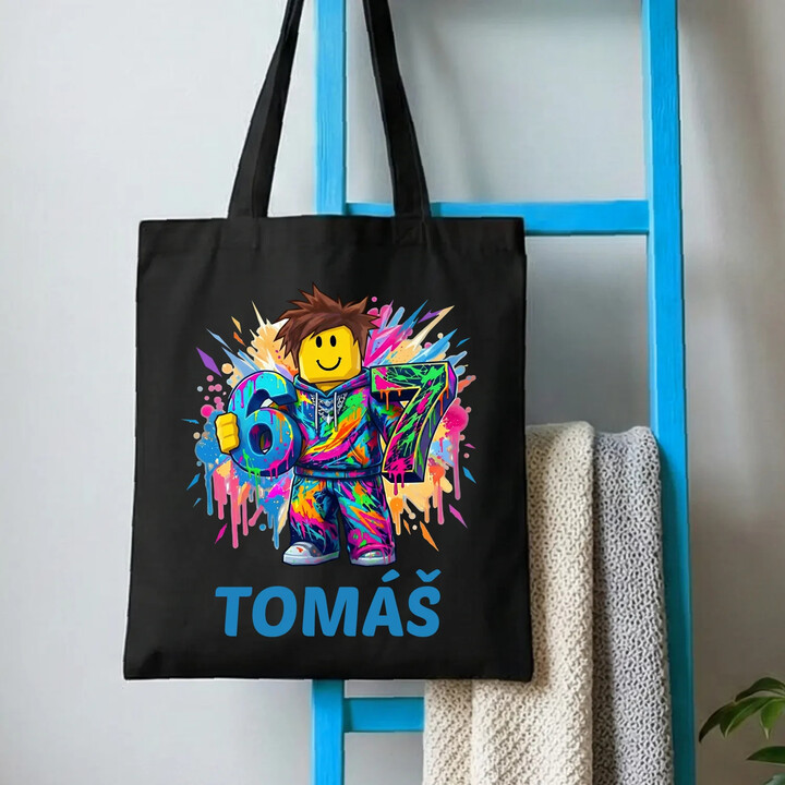 Six seven - 67 - jméno - inspirováno Robloxem - taška s potiskem - personalizovaný produkt