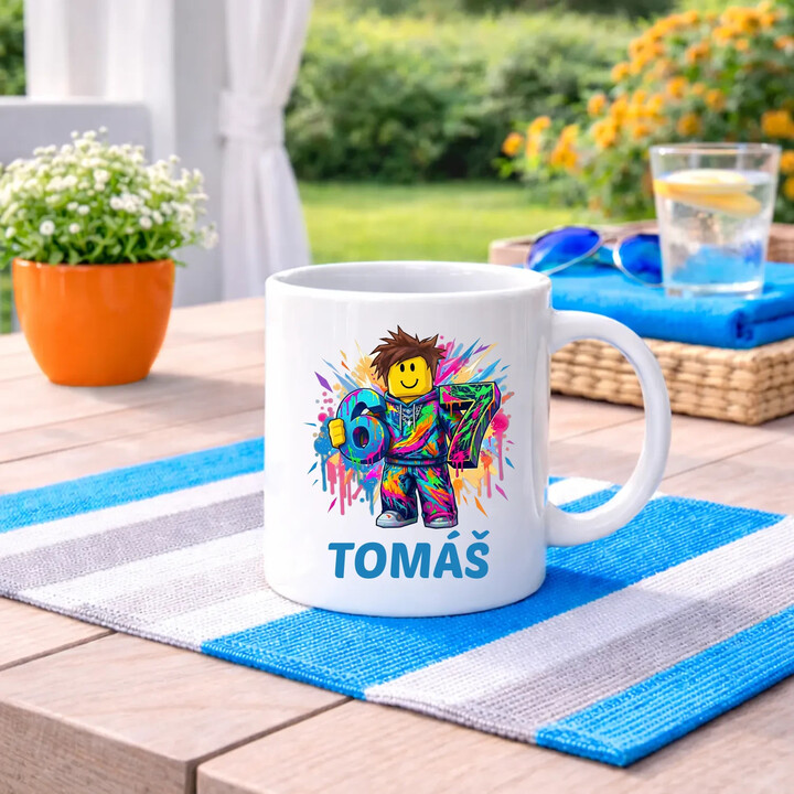 Six seven - 67 - jméno - inspirováno Robloxem - hrnek s potiskem - personalizovaný produkt
