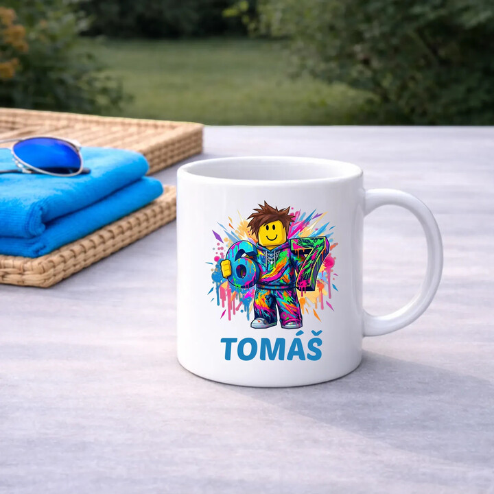 Six seven - 67 - jméno - inspirováno Robloxem - hrnek s potiskem - personalizovaný produkt