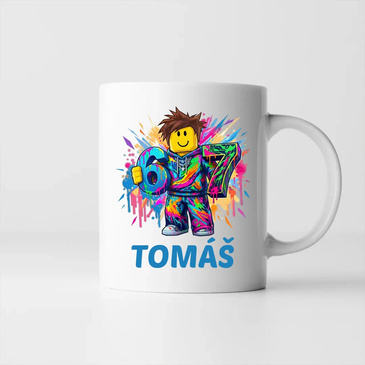 Six seven - 67 - jméno - inspirováno Robloxem - hrnek s potiskem - personalizovaný produkt