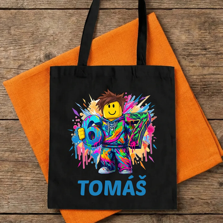 Six seven - 67 - jméno - inspirováno Robloxem - taška s potiskem - personalizovaný produkt