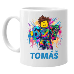 Six seven - 67 - jméno - inspirováno Robloxem - hrnek s potiskem - personalizovaný produkt