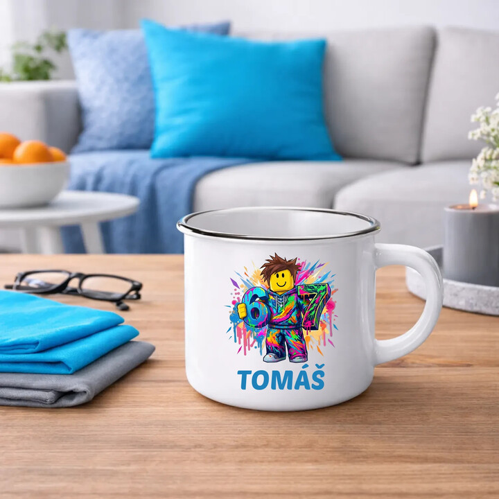 Six seven - 67 - jméno - inspirováno Robloxem  - keramický smaltovaný hrneček s potiskem - personalizovaný produkt