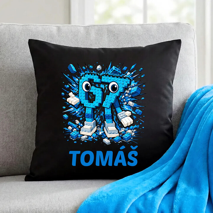 Six seven - 67 - jméno - černý polštář s potiskem - personalizovaný produkt