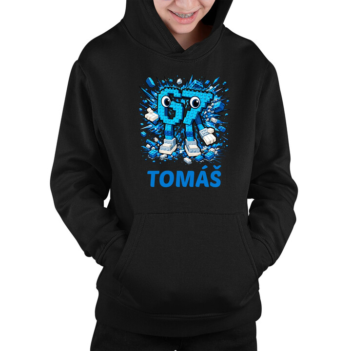 Six seven - 67 - jméno - dětská mikina s kapucí - personalizovaný produkt