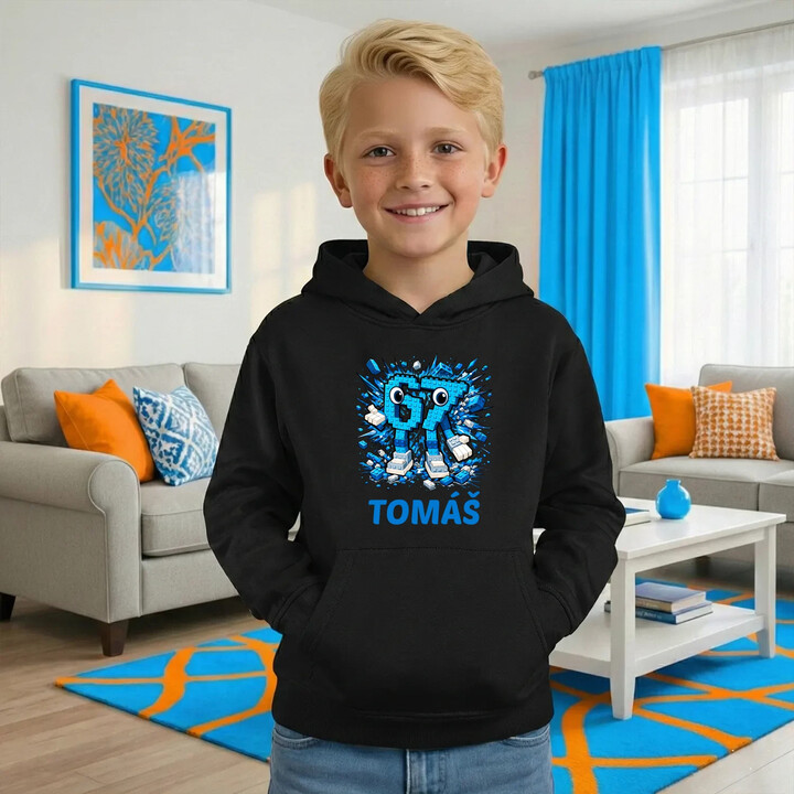 Six seven - 67 - jméno - dětská mikina s kapucí - personalizovaný produkt
