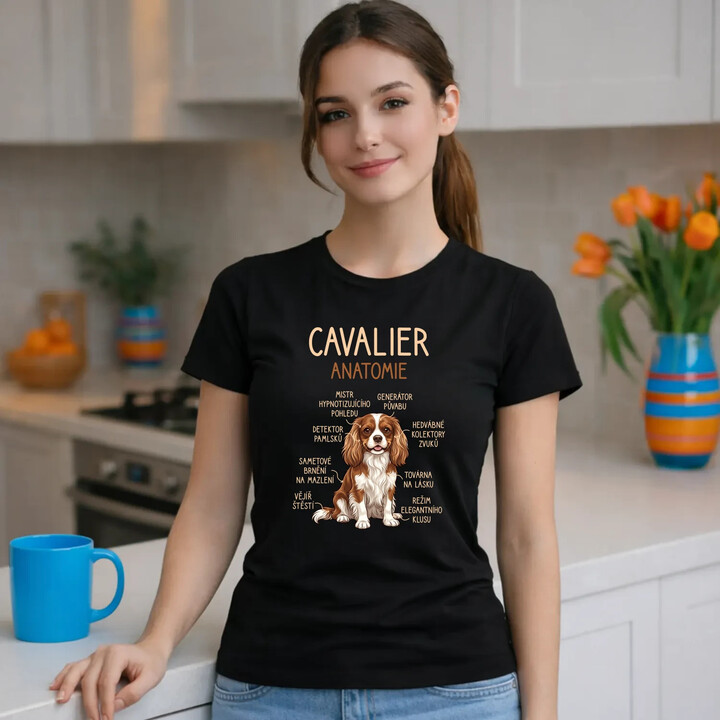 Cavalier - anatomie  - dámské tričko s potiskem