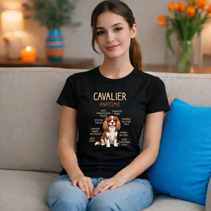 Cavalier - anatomie  - dámské tričko s potiskem
