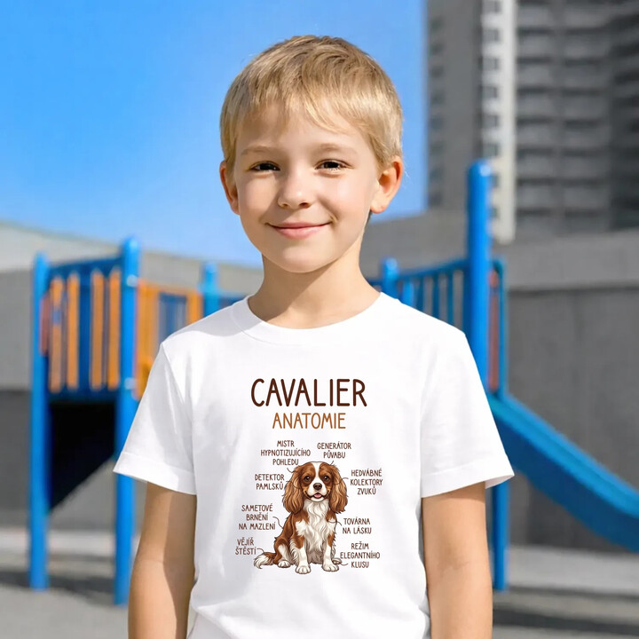 Cavalier - anatomie - dětské tričko s potiskem