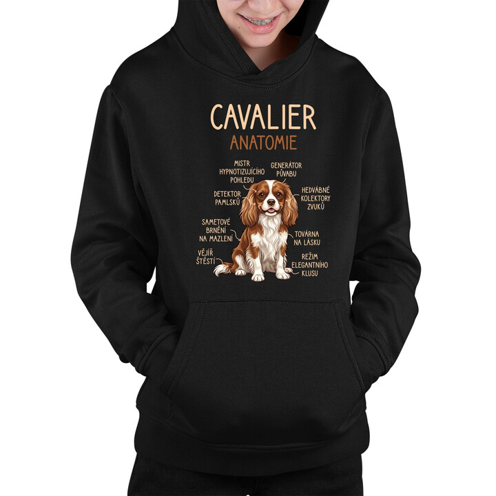 Cavalier - anatomie - dětská mikina s kapucí