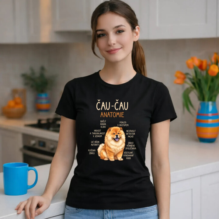 Čau-čau - anatomie  - dámské tričko s potiskem