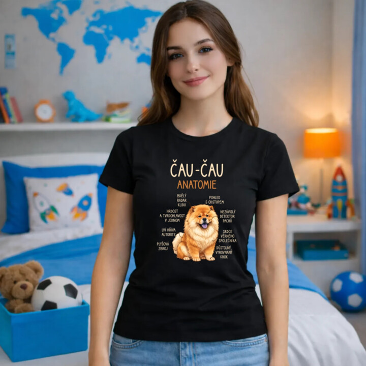 Čau-čau - anatomie  - dámské tričko s potiskem