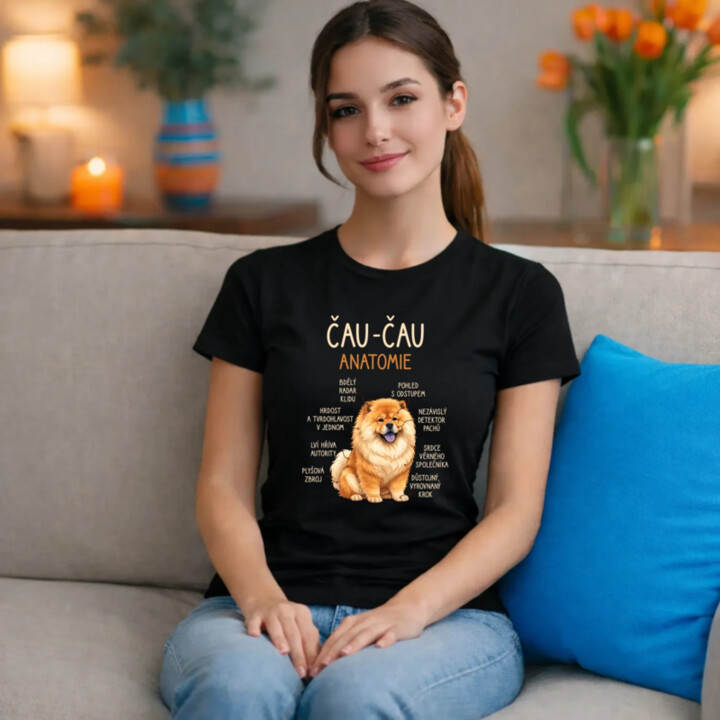 Čau-čau - anatomie  - dámské tričko s potiskem
