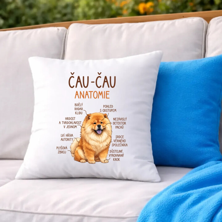 Čau-čau - anatomie - polštář s potiskem
