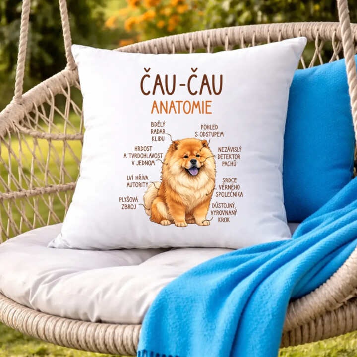 Čau-čau - anatomie - polštář s potiskem