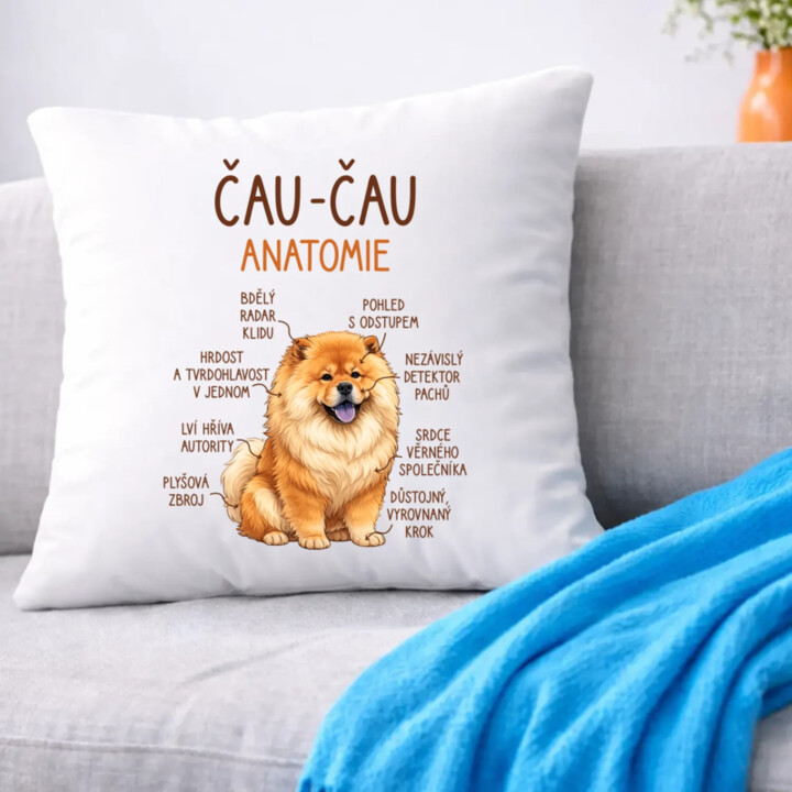 Čau-čau - anatomie - polštář s potiskem