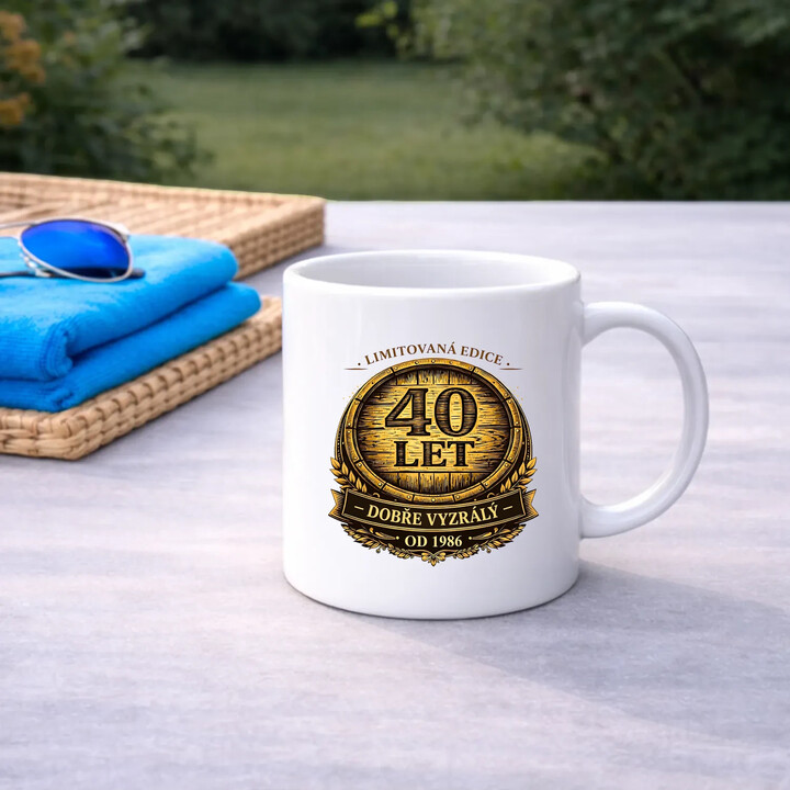 Limitovaná edice 40 let - dobře vyzrálý - od 1986 - hrnek s potiskem