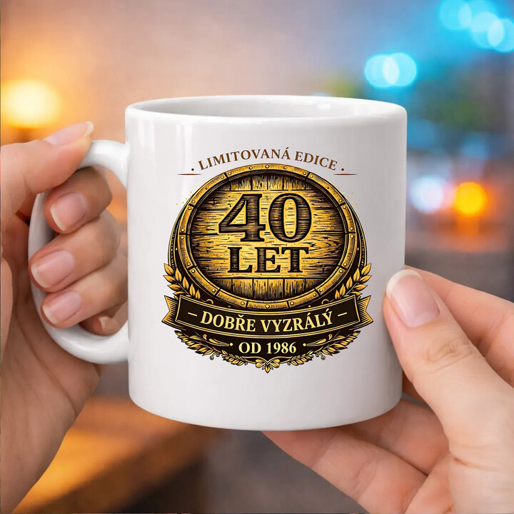 Limitovaná edice 40 let - dobře vyzrálý - od 1986 - hrnek s potiskem